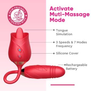 Rose Toys, 2 in 1 Rose Sex Toys Vibrators for Women G Spot Vibrator Partner Toys for Adult Pleasure Stimulator - Image 6
