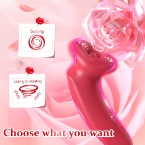 Vibrator Rose Sex Toy for Women-2 IN 1 Female Sex Toys Sucking Vibrator Rose Adult Toy, 10 Tongue Vibrating Modes and 10 Sucking Modes, 360° vibration G spot Vibrator for Woman Couples Adult Sex toys - Image 4