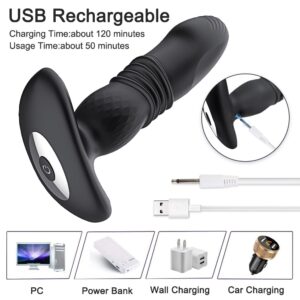TLUDA Thrusting Vibrating Butt Plug Anal Vibrator APP Remote Sex Toys for Women,Men Prostate Massager Buttplug,Black - Image 3