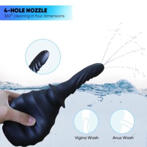 Enema Bulb with Back-Flow Prevention, Anal Douche Large Capacity with 4 Shower Holes, Reusable Anal Cleaner Vaginal Cleaner for Women & Men, Soft Silicone, Leakproof, Black - Image 3