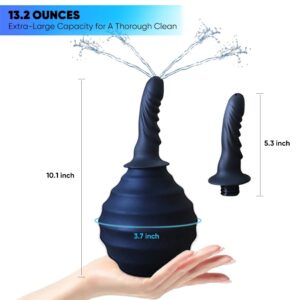 Enema Bulb with Back-Flow Prevention, Anal Douche Large Capacity with 4 Shower Holes, Reusable Anal Cleaner Vaginal Cleaner for Women & Men, Soft Silicone, Leakproof, Black - Image 4