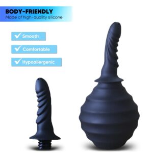 Enema Bulb with Back-Flow Prevention, Anal Douche Large Capacity with 4 Shower Holes, Reusable Anal Cleaner Vaginal Cleaner for Women & Men, Soft Silicone, Leakproof, Black - Image 7