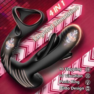 Prostate Massager Vibrator for Men,AMOVIBE Anal Toys with 10 Flapping & Vibration Settings,Waterproof Rechargeable Anal Adult Toys Vibrators with Penis Ring,Male Sex toys - Image 3
