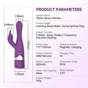 3-in-1 Heating Rabbit Vibrator G-spot Vibrator & Clitoris Stimulator, Adult Sex Toy with 7 Vibrating 3 Squirting Mode,Sex Toys for Female - Image 8