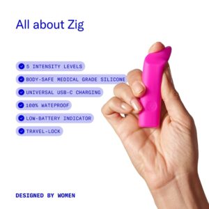 Dame Zig Softest Lipstick Bullet Vibrator for Women — USB-C Rechargeable, 3 Speeds, Waterproof, Squishy Fluttering Tip, Personal Massager, Travel-Sized, Ergonomic - Pink - Image 6