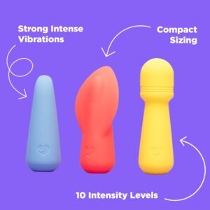 Lovehoney Mon Ami Mini Vibrating Massagers, Yellow, Coral, and Blue - Image 3
