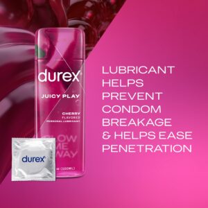 Durex Juicy Play Water Based Lube for Sex, Personal Flavored Lubricant, Cherry, 3.38 fl oz - Image 7