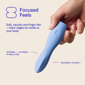 Dame Dip Internal and External Vibrator for Women — USB-C Rechargeable, 5 Speeds, Waterproof, Angled Ridged Design, Personal Massager, Soft Silicone, Ergonomic - Periwinkle - Image 3
