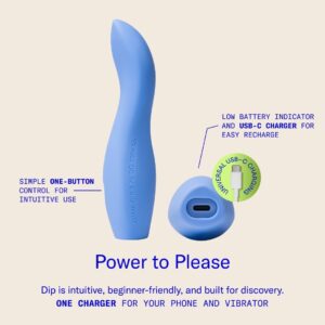 Dame Dip Internal and External Vibrator for Women — USB-C Rechargeable, 5 Speeds, Waterproof, Angled Ridged Design, Personal Massager, Soft Silicone, Ergonomic - Periwinkle - Image 4