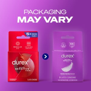 Durex Condoms For Men, Extra Sensitive Thin Condoms, Lubricated Rubber Latex, FSA/HSA, 3 ct - Image 11