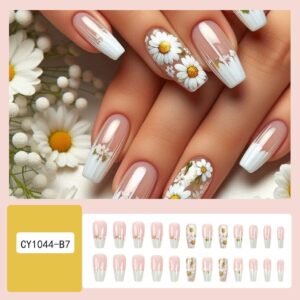 T-HOTLYST 24pcs Flower Press On Nail Full Cover Artificial Nail Floral False Nail Manicure Acrylic Stick on Nail Set for Women - Image 7