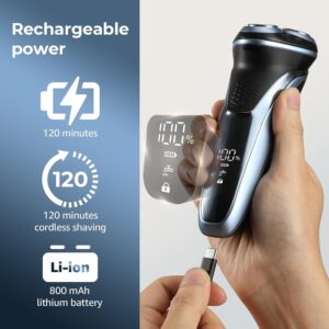 KOPEXY Electric Shavers for Men, IPX7 Waterproof Cordless Razor with Cleaning Brush, Portable Rechargeable Electric Beard Trimmer for Home Travel - Image 3