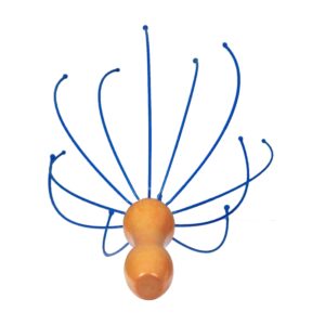 Wooden Scalp Massager, Stainless Legs, Blue - Image 3