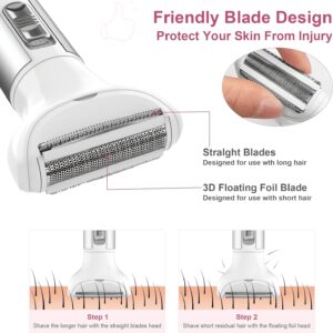 Hoeylife 4 in 1 Electric Razors for Women, Electric Shaver for Women, Pubic Hair Trimmers,Lady Electric Bikini Shaver, Wet Dry Bikini Trimmer for Face Nose Arms Legs Pubic - Image 5