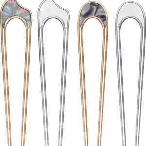 Hair Sticks Fork Sticks 4Pcs Shaped Hair Pin Stick French Style Hair Clips Retro Long Chopsticks for Women Girls Hairstyle Accessories Fork Sticks Tortoise Shell