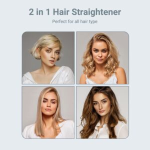 KIPOZI Professional 1" Tourmaline & Ceramic 2 in 1 Flat Iron Hair Straightener, Ionic, Black - Image 4