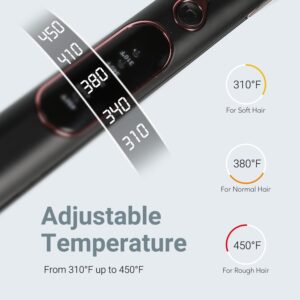 KIPOZI Professional 1" Tourmaline & Ceramic 2 in 1 Flat Iron Hair Straightener, Ionic, Black - Image 5
