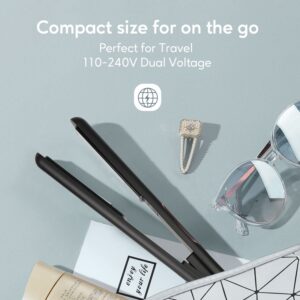 KIPOZI Professional 1" Tourmaline & Ceramic 2 in 1 Flat Iron Hair Straightener, Ionic, Black - Image 6