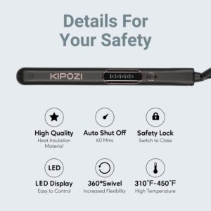 KIPOZI Professional 1" Tourmaline & Ceramic 2 in 1 Flat Iron Hair Straightener, Ionic, Black - Image 7