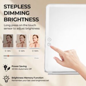 Ouwald Makeup Mirror, 1500mA Rechargeable Vanity Mirror with Lights 92 Led, Portable 10'' Travel Lighted Makeup Mirror with 10X Magnification Mirror, White - Image 3