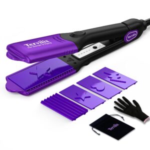Terviiix Hair Crimper with 4 Interchangeable Plates, 3D Fun Patterns Stamper & Zigzag Crimping Iron - Image 1