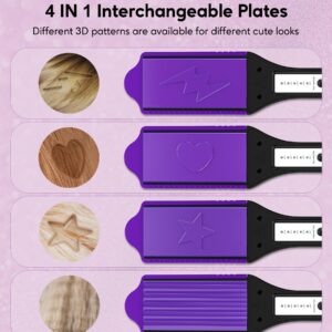 Terviiix Hair Crimper with 4 Interchangeable Plates, 3D Fun Patterns Stamper & Zigzag Crimping Iron - Image 4