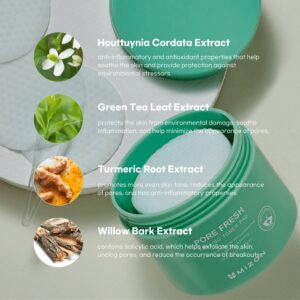 Toner Pad Pore Fresh Peeling with Tea Tree & Turmeric Extracts, Gentle Exfoliation & Deep Cleansing, All Skin Types, 60 Pads - Image 6
