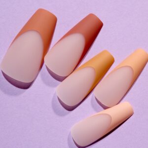 Lottie London x Chaun Legend Stay Press'd, Press on Nail Set, Neutral Nude Tips Coffin Shape, Nude Swings, 24 Nails - Image 9