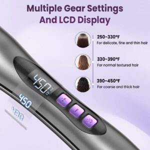 NEXPURE Curling Iron, Anti-Scald Curling Brush 30s Rapid Heating, 2 in 1 Flat Iron and Thermal Brush, 11 Temperature Settings, Purple - Image 6