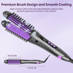 NEXPURE Curling Iron, Anti-Scald Curling Brush 30s Rapid Heating, 2 in 1 Flat Iron and Thermal Brush, 11 Temperature Settings, Purple - Image 7