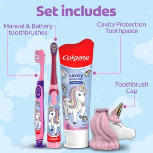 Colgate Kids Toothbrush Set with Toothpaste, Unicorn Gift Set, 4 Piece Set - Image 4