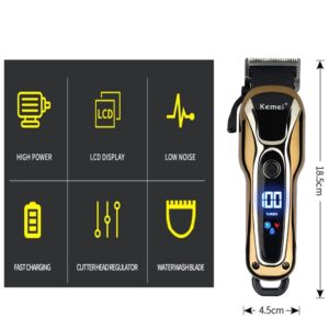KEMEI Cordless Hair Clippers for Men with LED Display Hair Cut Grooming Kit Trimmer Machine, KM-1990 - Image 9