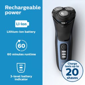Philips Norelco Shaver 3500, Rechargeable Wet & Dry Electric Shaver with Pop-Up Trimmer and Storage Pouch, S3212/82 - Image 4