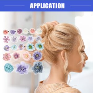 Vocoste 23 Pcs Flower Hair Clips Fake Flowers for Hair Flower Hair Accessories for Women and Girls Blue Purple - Image 2
