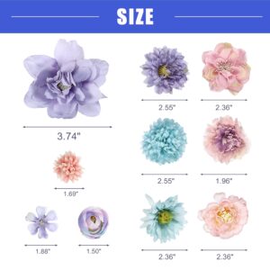 Vocoste 23 Pcs Flower Hair Clips Fake Flowers for Hair Flower Hair Accessories for Women and Girls Blue Purple - Image 4