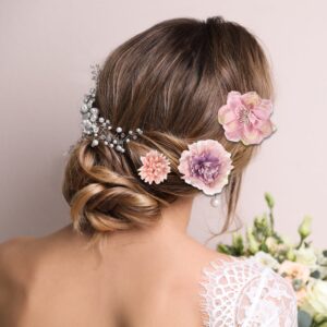Vocoste 23 Pcs Flower Hair Clips Fake Flowers for Hair Flower Hair Accessories for Women and Girls Blue Purple - Image 7