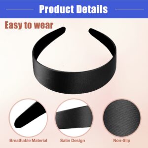 Vocoste Hair Headband Wide Satin Headband for Women Girl Black 1.57" Wide Headband - Image 5
