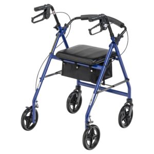 Drive Medical Aluminum Rollator Rolling Walker with Fold Up and Removable Back Support and Padded Seat, Blue - Image 4