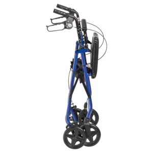 Drive Medical Aluminum Rollator Rolling Walker with Fold Up and Removable Back Support and Padded Seat, Blue - Image 5