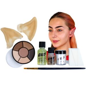 Graftobian Elf Ear Complete Makeup Kit - Elf Ears with Spirit Gum Adhesive and Skin Tone Makeup - for Cosplay, Halloween Costumes, & Theater - Full Color Instructions - Image 1