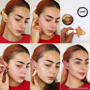 Graftobian Elf Ear Complete Makeup Kit - Elf Ears with Spirit Gum Adhesive and Skin Tone Makeup - for Cosplay, Halloween Costumes, & Theater - Full Color Instructions - Image 2