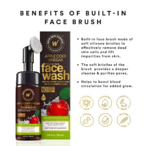 WOW Skin Science Apple Cider Vinegar Foam Exfoliating Face Wash & Brush 5.07 oz - Image 3