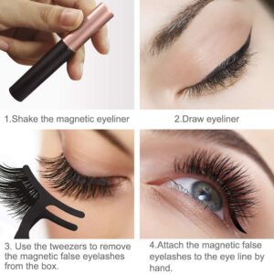 Magnetic Eyelashes Kit - 10 Pairs with Eyeliner, Natural Look, Reusable False Lashes, Tweezers - Image 5