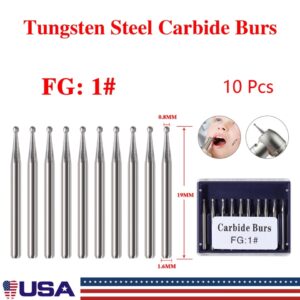 Crisp - 10X Dental Carbide Drill Bur Fg 0.8Mm Diamond Burs For High Speed Handpiece 1 - Image 5