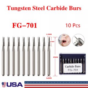 Crisp - Dental Fg-701 Tungsten Steel Carbide Burs Drills For High-Speed Handpiece Ou - Image 1