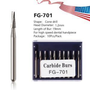 Crisp - Dental Fg-701 Tungsten Steel Carbide Burs Drills For High-Speed Handpiece Ou - Image 2