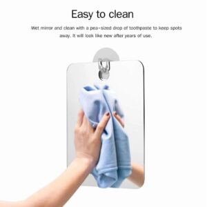 Fogless Anti Bathroom Shower Mirror Makeup Shaving Mirror Adhesive Hook Mount - Image 3