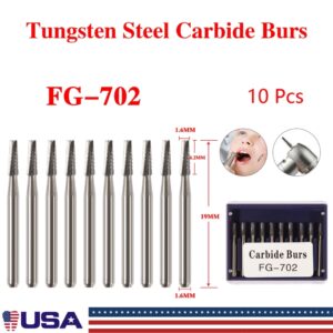 Crisp - Dental Fg-702 Tungsten Steel Carbide Burs Cone Drills For High-Speed Handpiece - Image 2