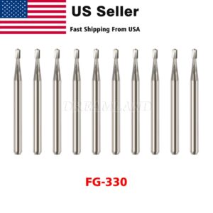 Crisp - 10Pcs Dental Round Carbide Steel Drills Burs Fg-330 Bur For High Speed Handpiece - Image 4