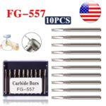 Crisp – 10Pcs Dental Tungsten Carbide Burs Fg 557 Bur Drills Friction Grip High Speed Or